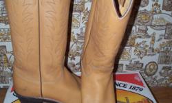 NATURAL MULEHIDE BOOTS SIZE 9D LEATHER TAN JUSTIN BRAND