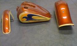 Custom painted gas tank and fenders for Dyna Wide Glide