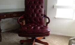 Desk chair, mahogany coloered leather
