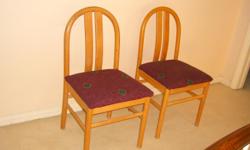 2 dining room chair, blond wood. Good for student housing.
