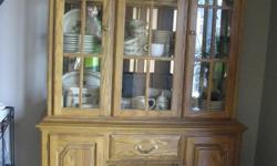 Cochrane, oak China cupboard & extra large table (82" long) w/6 chairs. EXCELLENT condition.