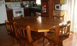 solid wood table with bench
