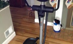 This elliptacle is in excellent condition. Has many options. Baught brand new for 900 and has very few hours of use. Comes with manual and i also have. 1 ecard for your own workout. This ia a must see. If interested call Jason (--)
