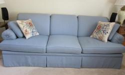 Ethan Allen sofa, 3 pillow, Fabric is slate blue in color, excellent condition, very comfortable.
Dimensions:
Width = 90"
Depth = 39"
Height = 33"
Call 510-770-1437.