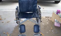 Large size wheel chair with detachable leg rests, detachable sides. folds in middle for transport. Chair is 4 years old and used only about 6 times, been in garage for the last 2 years. still in excellent condition. Chair was $1300.00 when purchased.