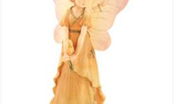 Dressed in her flowing sunset-hued robes, a demure young fairy strikes a pretty pose as dragonflies dance daintily around her.
Handmade by CloudWorks?. Weight 0.5 lb. Stone resin. 4 1/2" x 3 1/2" x 7 1/2" high. WE DROP SHIP TO YOU.