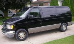 2002 E-150 Club Wagon. One owner. 215,000 miles. Runs well. Power windows, power locks, tilt steering, front and rear A/C, Quad captains chairs, stereo with cassette and CD player. Well maintained, newer front end stabilizers etc.. Brakes are great but