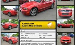 Ford Mustang V6 2dr Convertible Automatic Red 30972 V6 3.7L 2013 Convertible Crossroads Ford 518-756-4000