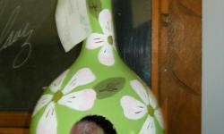 Hand painted bird house gourds ready for FREE and immediate shipping at www.janetsgourdsnmore.com