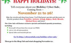 &nbsp;
Visit www.ydessentials.com/holiday-cyber-sale/