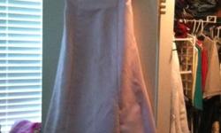 Floor length strapless pink satin with black trim size 10 will ship for extra charge text or call --