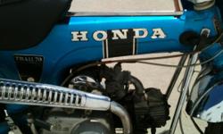 1970 Honda Blue Trail 70. Engine has been rebuilt and bike has been restored back to original condition with all Japanese parts Runs great! street leagal&nbsp; ** with luggage rack Runs great!&nbsp; *restored* Less than 2 hours of driving time on new