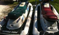 Two Seedoo Jetski's 1998 in great condition, both ski's run excellent with daul trailer.
just had all maintence done to both of them. not using them, must sell.
New floor Mats and i have covers for both of them.