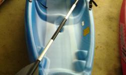 Blue kayak gently used with paddle and adjustable backrest and drain port. Ready to use.
5 four 0 five eight 9 10 six six