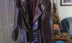 Leather belted jacket like new.&nbsp; Womens size medium.