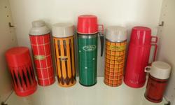 WITH THESE YOU WILL HAVE A COLLECTION THAT YOU CAN BUILD ON. ALL THERMOS BOTTLES ARE IN EXCELLENT CONDITION AND COULD BE USED.