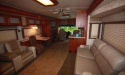 Comfort and Luxury are on your Horizon. Luxury is summed up by upscale amenities.
In two words: Winnebago Horizon. Even to the small details of the day/night pleated shades that offer total control over sunlight and privacy levels. The list of amenities