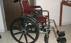 Manual wheelchair like new, only used twice, seat width is 17Â½? depth is 15Â½.? Chair is in good condition.&nbsp; $50.00.