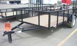 Stock # 2 IN STOCK!
Angle Iron Railing
15" Tires
2990 Pound GVWR
Wood Deck
Rear Ramp
A-Frame with Top Wind Jack
Give us a call at TrailersPlus Ogden at (877) 870-7587, stop by our store at 1050 West 21st Street, or visit our website at