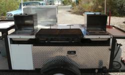 Here Ya Go Nice Food Vender Concession Cart Made by Custom Carts. Has Double Flippable Grill Smooth Side , Great for Flap Jacks, Eggs Ect. Other Side For Burgers,Grilling Ect. Each Side Has its Own Control. There is a Deep Cooking Warming Area With