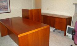 office suites for executives: desks, credenzas, file cabinets- all wood
secretarial/reception station- all wood
5 drawer lateral file cabinets
bookcases
chairs
best offers