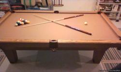Professional 8' Olhausen Pool table for sale.&nbsp; In excellent condition, like new.&nbsp; Contemporary style.&nbsp; It has 1"Italian slate, camel color cloth, and leather pockets.&nbsp; Comes with everything to play (6 pool sticks, brush, instruction