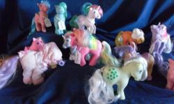 This collection contains 42 original My Little Ponies. They are all early 80's. All are in very good condition with nice hair. Thankfully my girls put name tags on them. Heres the list: Very first ponies with flat feet; Snuggle,