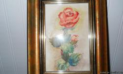 this beautiful ORIGINAL watercolor by VERA SWAIN is&nbsp; called 'rose' it would look great hanging in a bathroom and it measures 9 by 7 inches............................happy shopping&nbsp;&nbsp;&nbsp; :-)