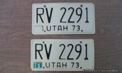 These License Plates Are In Good Shape. If Interested Call Joe At 801 255 5393.