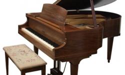 This 1935 Elbridge is the smallest size 88-key Baby Grand piano made by the Winter Piano Co. Measuring only 4?ft.5? front to back and 4?ft.5? wide, it still has a powerful rich tone, with smooth pedal movement, and well-regulated key action. The keys are