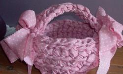 Pink Pokadot Hand Woven Cloth Basket