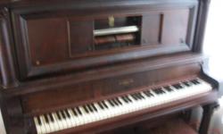 This player Piano is made by M. Schulz Company of Chicago. Plays but needs a little work. This up-right piano could also be enjoyed and used to just play on as well. When the player is used not all the keys go down (ALOT of them do) When just playing this