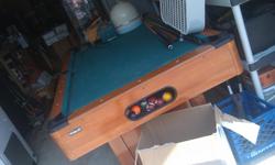 6'6" x 3'6" mizerak pool table with ball return
4 pool sticks,1 stick guide and balls