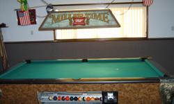 Pool table By K-enteprises of amityville N.Y.!'' slate bed,Lions head corners,Lions feet, legs.
Plus all the extras.