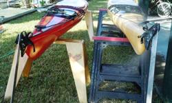 Two Prijon Kodiak Sit-Inside Touring kayaks. One Red, one Mango. Used but in great condition.
Weight capacity of 331 pounds, Flat Bottom hull, Padded seating, One Person seating capacity.&nbsp;Length is 204 inches, width is 23 inches.
Weight 62 pounds.