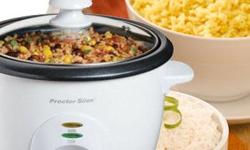 Item #: PP2727 | Brand: PROCTOR SILEXÂ® | Model No.: 37533 (R)
Weight: 6.00 lbs | UPC: 561417311434
Cooking rice has never been easier with this Proctor SilexÂ® 10-Cup duluxe rice cooker.
It makes 10 cups of perfectly cooked rice and when the timer is up,
