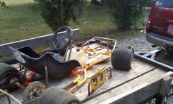 Studier stinger racing go kart, complete rolling chassis,no motor, optional SUZUKI RM 125 complete dirt bike,runs strong , can be kept to ride or use engine and all the electrical,and performance pipe for race kart.