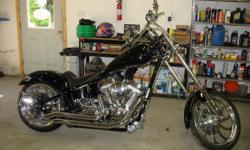 2005 red horse mustang chopper 250 motorcycle soft tail 100ci rev tec 5 speed billet wheels black/chrome only 8500 miles