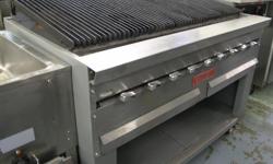 #1.USED Vulcan Heavy Volume Char-Broiler, model # 207-HGB50 in GOOD
CONDITION.
Features: 9 Grates, Separate gas control for each burner (16,000 BTU each),Stainless steel broiler front and sides, base and legs, Stainless steel grate covers. Pickup