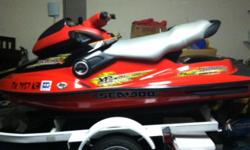 03&nbsp; RED SEADOO BOMBARDIER XPDI VTS TRIM, LESS THAN 60 HOURS, TRALIER, COVER, LIFE JACKETS, ANCHOR! GARAGE KEPT SECOND OWNER