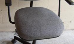 This a High-Back Secretary Chair w/Pneumatic Lift in good conditions. I was using as computer chair.
Fabric is gray with black arms and rest of the chair.
Product Features
Chair:22"x 22"x 33"H
High-Back Secretary Chair w/ Pneumatic Lift
fabric