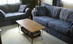 was $350.00 NOW ASKING $175.00 Matching navy blue striped sofa and loveseat, 3 years old, quality furniture, we are going with a different room set-up so we are updating furniture, this sofa and loveseat are in good shape, don't be afraid