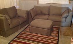 This gently used&nbsp;living room set is in good condition with no tears or major stains and is very comfortable. It would make great basement furniture or playroom furniture for your kids.