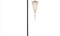 This graceful spiral-shade floor lamp exudes turn-of-the-century grace and style. The unique shade shape creates a cone of soft warmth when lit from within.
Metal and alabastrite stand. Polyester fabric. UL Recognized. Max. 60 watt bulb (not included).