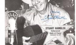8x10 Autographed photo of Stuart Hamblen the famous singing cowboy of the 30, 40, 50 & 60's. Also includes his autgraphed book - Stuart Hamblen Stories (1939). Collectors item all is great condition too. Owned only by my family. Kim 699-3949