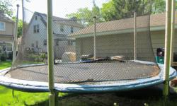 Trampoline for sale for $50.00.&nbsp;&nbsp;Includes&nbsp;net and all parts.&nbsp; Needs&nbsp;padding for edges.&nbsp; Already dis-assembled and ready to pick up.&nbsp; My daughter has&nbsp;outgrown it.&nbsp; Easy to assemble.&nbsp; Originally $450.00.