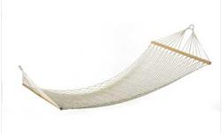 A sturdy cotton hammock built comfortably for two.
Maximum weight 440 lbs. 100% cotton rope on a wood frame.
Metal loops for hanging.
54" x 140" long.
Suggested retail price: $69.95
Call or reply to e mail: well1148@aol.com