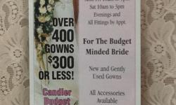 Over 450 wedding dresses new and gently used sizes 0-28 all under $300.00