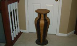 Wicker, wood and tin Plant Stand 30" High and 11" across top