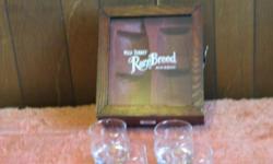 Collector's Limited Edition Wild Turkey Bar Glass Set in Wooden Case, Set is 4 Glasses with Wooden Case, Retails for $49.95, on Sale in time for Christmas, Complete Set is Only $25.00, Located in Paxton, Florida, Contact 1-850-951-3219, Phone Calls ONLY